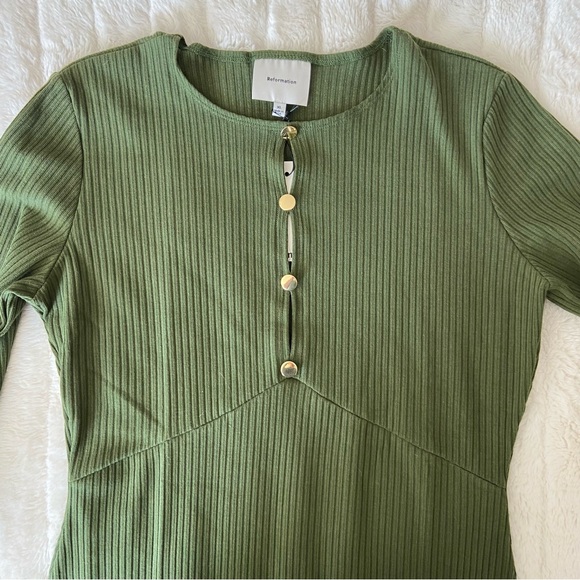 🌿|NWT| Reformation Hayden Knit Dress in Fern - Picture 6 of 11